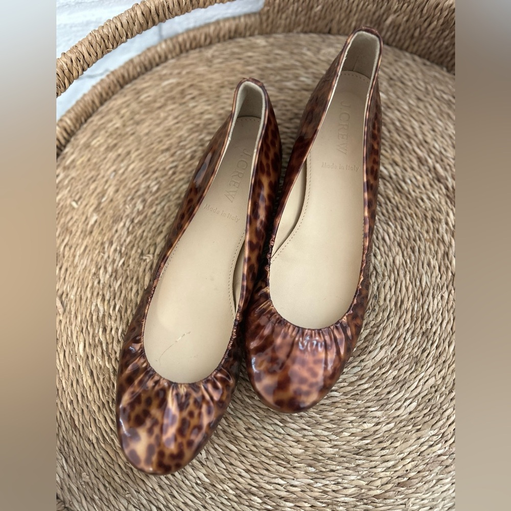 J. Crew Patent Leather Tortoise Ballet Flats Size 7